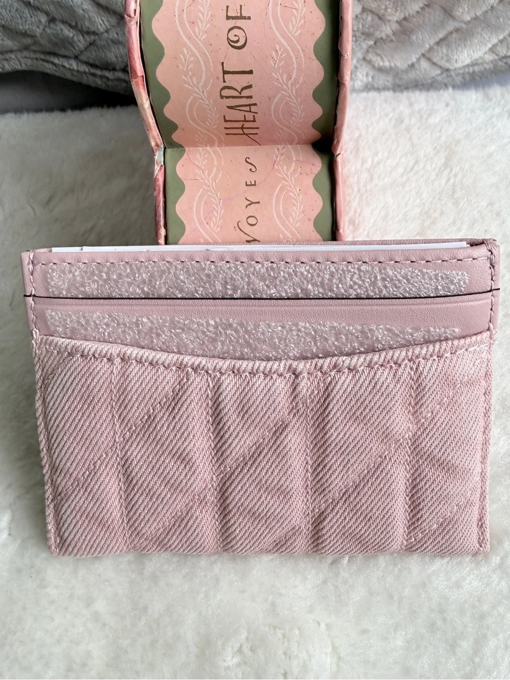 Coach Denim Cargo Card Case Wallet Ballerina Pink